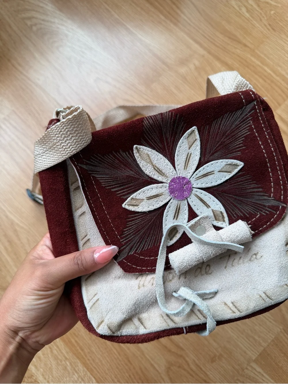 handmade Mexican suede leather bag